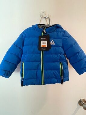 NWT-Gerry Weber Dark Blue Puffer Jacket with Neon Green Trim